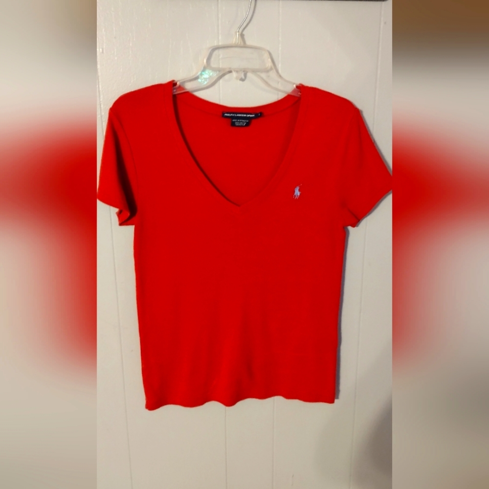 Red Ralph Lauren Short Sleeve Top